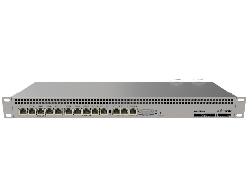 Ethernet routers rb1100ahx4 dude edition powerful 1u rackmount router with 13x gigabit ethernet ports 60gb m2 drive for dude database.